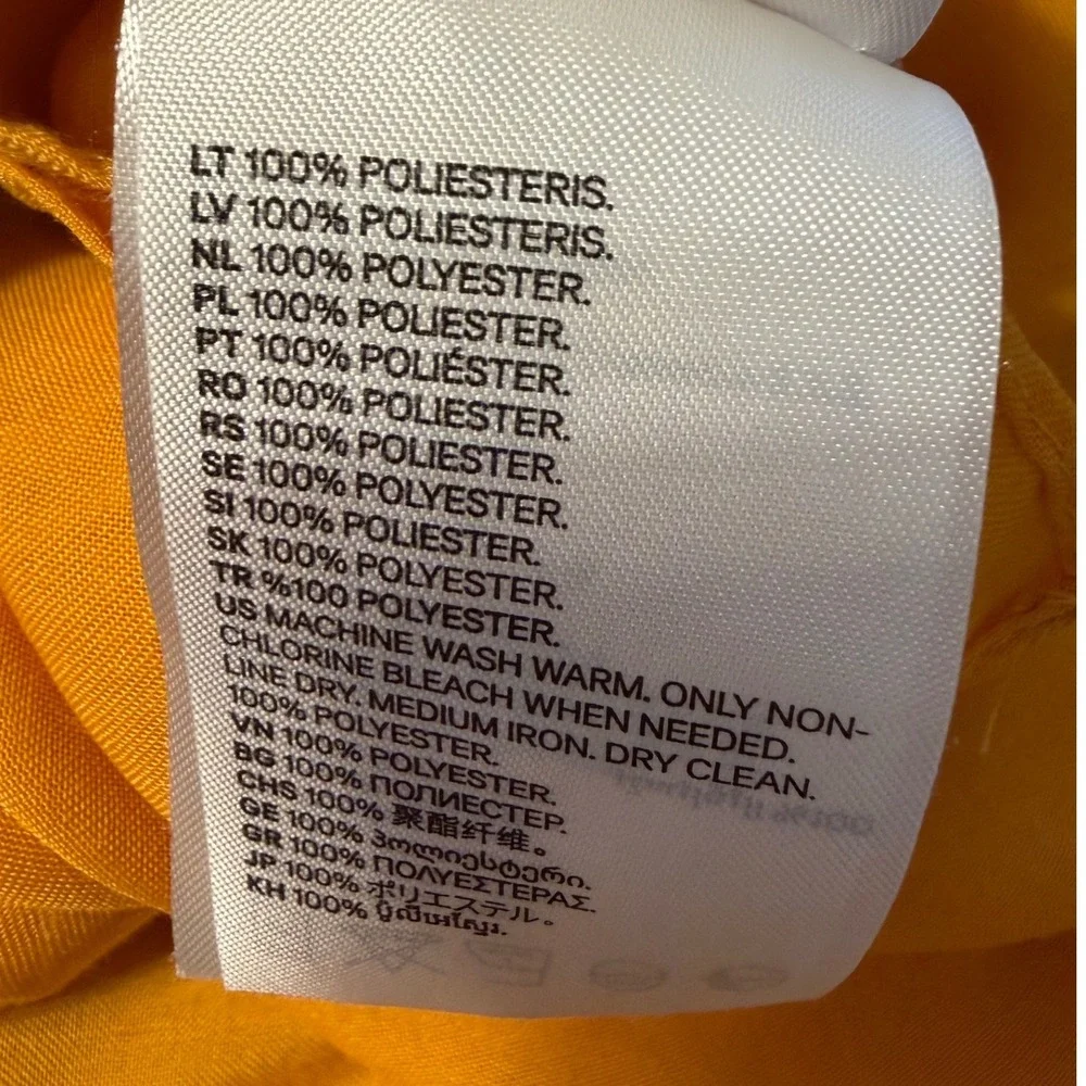 H&M Mustard Yellow Square Scarf Lightweight Solid Semi-Sheer Fall Chic 115-28